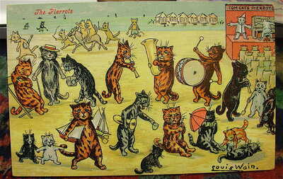 Antique Signed Louis Wain --Cats---"THE PIERROTS"-----un posted