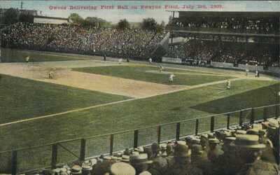 1909 Baseball Stadium Postcard Toledo Mud Hens  SWAYNE Field THE VERY 1st Pitch