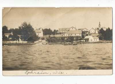 Ephraim, WI Wisconsin 1911 RPPC Postcard, Sent to London, See message.