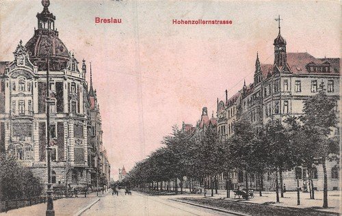 866167) Postcard Hohenzollernstrasse Wroclaw Silesia used 1908