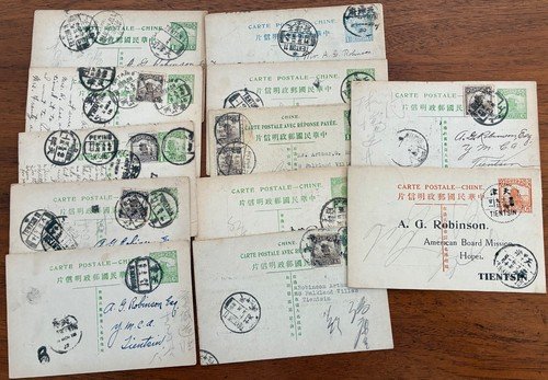 CHINA 12 OLD POSTCARDS USED. Look.