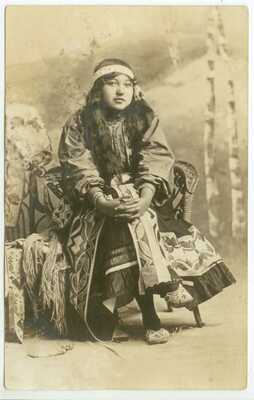 terrific c1910 young Native American Indian woman in native dress Real Photo
