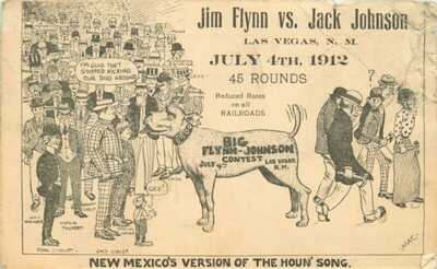 1912 Boxing Advertising Postcard for the Flynn / Johnson Fight Las Vegas NM 