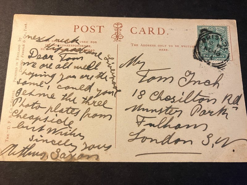 Arthur Saxon Strongman Signed Bristol Postcard 1904 sent Tom Inch Weightlifting