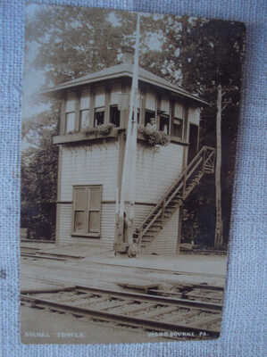 RPPC Postcard Signal Tower  Woodbourne Langhorne Bucks County PA Divided