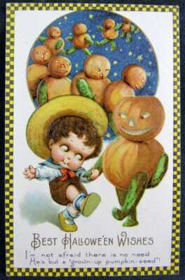 Antique Embossed Halloween Postcard JOL Men PC96