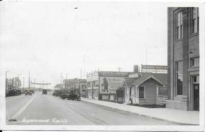 Unused RPPC Street View of Lynwood California Businesses c1920s