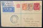 Tristan da Cunha 1933 return reg. postcard via Cape Town Paquebot Singapore -