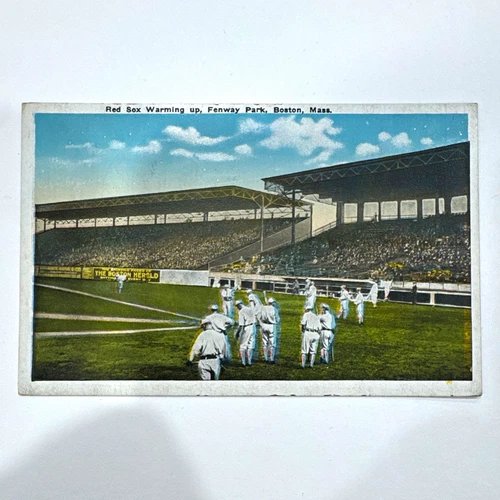 M. Abrams Red Sox Warming Up Fenway Park Boston MA Undivided Back Postcard