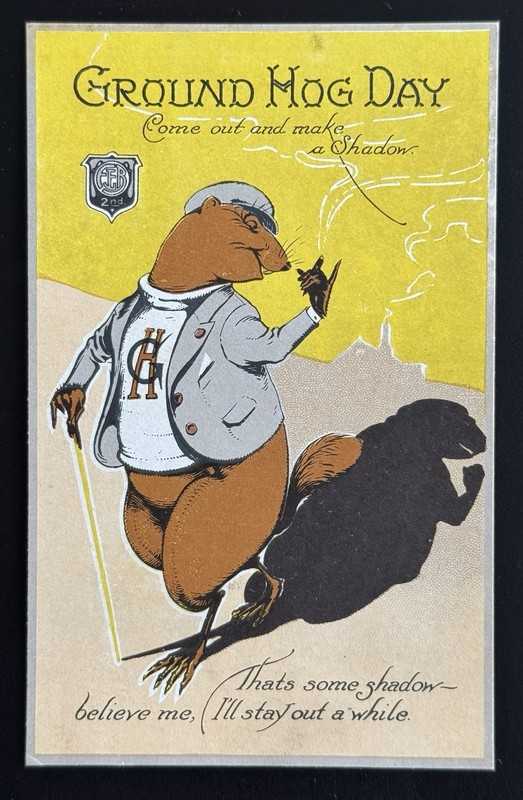 Ground Hog Day Postcard Comic Series No. 101 Anthropomorphic Art. Rare.