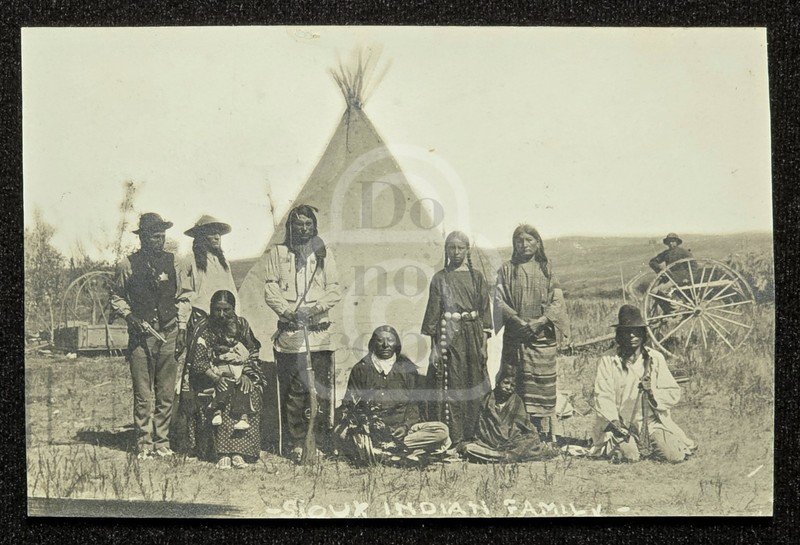 Incredible RPPC of "Little Bald Eagle" Sioux Indian Family. C 1907 South Dakota